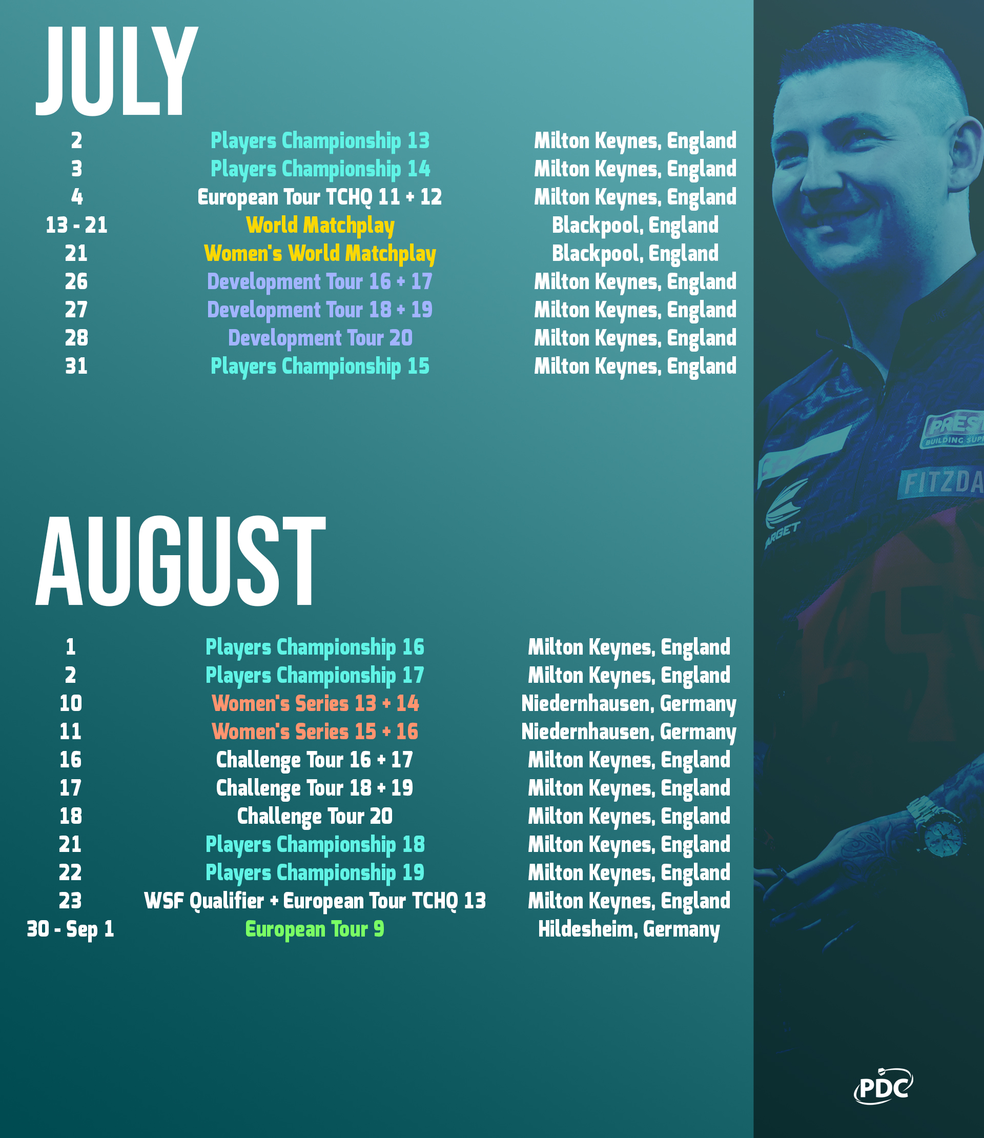 pdc pro tour calendar